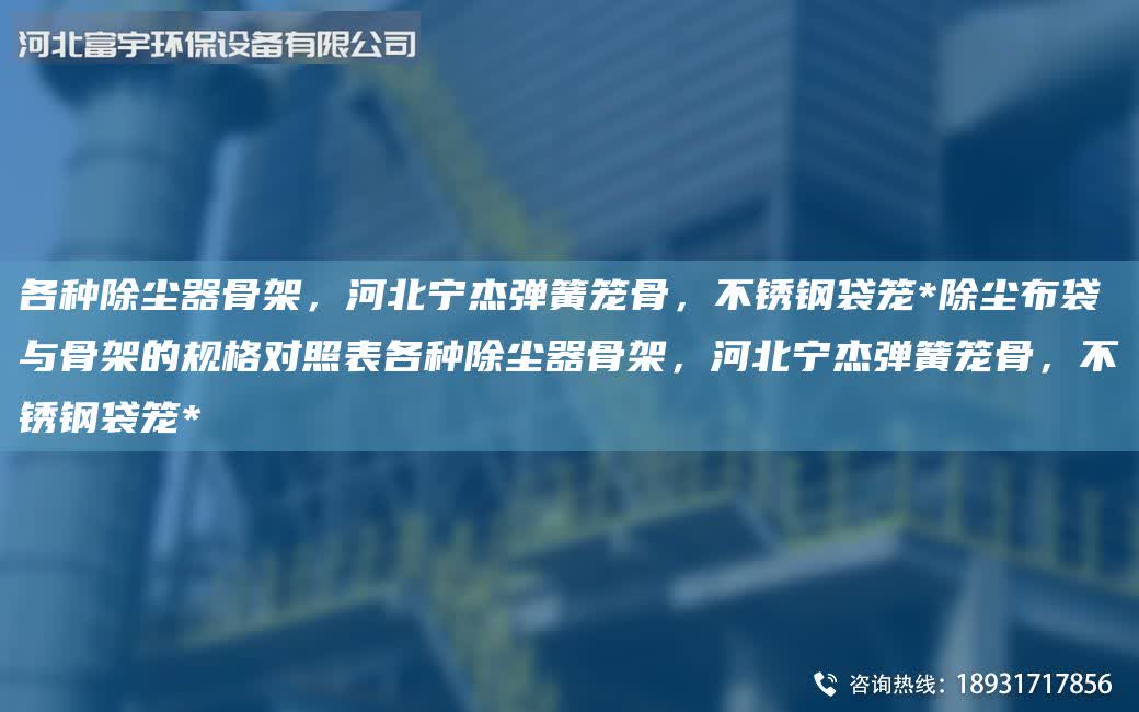 各種除塵器骨架，河北寧杰彈簧籠骨，不銹鋼袋籠*除塵布袋與骨架的規(guī)格對照表各種除塵器骨架，河北寧杰彈簧籠骨，不銹鋼袋籠*