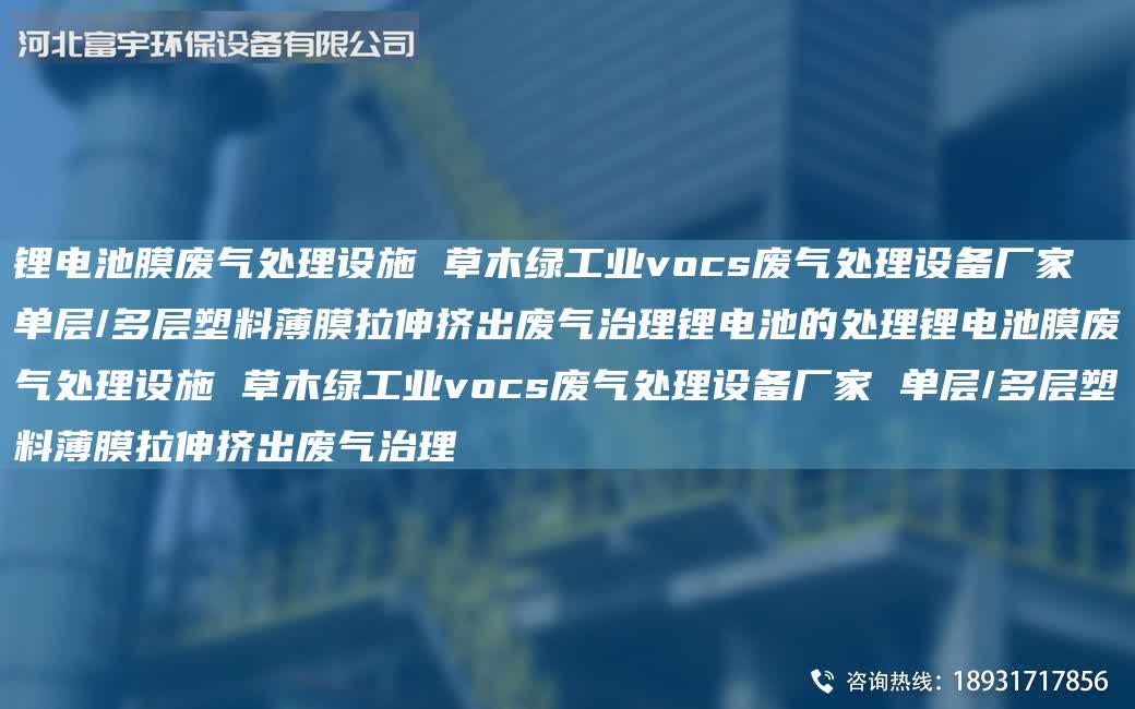 鋰電池膜廢氣處理設施 草木綠工業vocs廢氣處理設備廠家 單層/多層塑料薄膜拉伸擠出廢氣治理鋰電池的處理鋰電池膜廢氣處理設施 草木綠工業vocs廢氣處理設備廠家 單層/多層塑料薄膜拉伸擠出廢氣治理