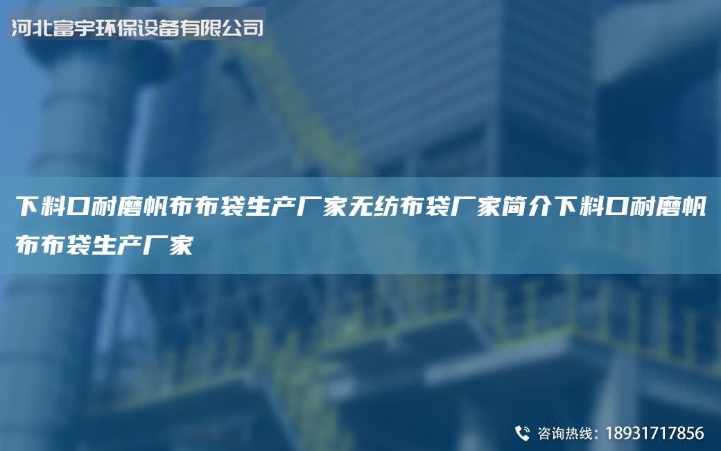 下料口耐磨帆布布袋生產廠家無紡布袋廠家簡介下料口耐磨帆布布袋生產廠家