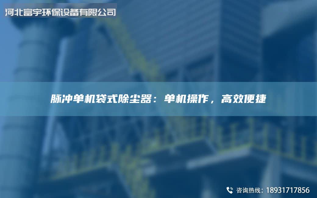 脈沖單機袋式除塵器:單機操作,高效便捷